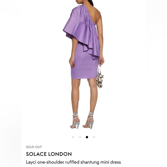 NWT SOLACE LONDON, Layci one-shoulder ruffle shantung lav dress, Sz 4 - Picture 6 of 14